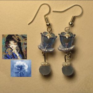 Blue Pearl Lotus Earrings