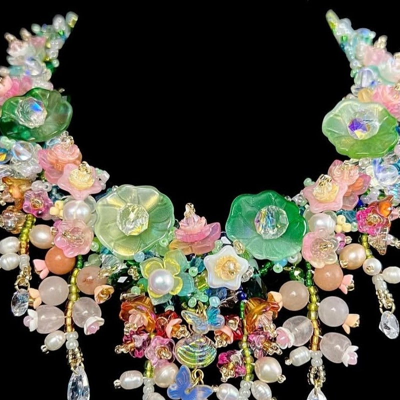 Pastel necklace crescent detail